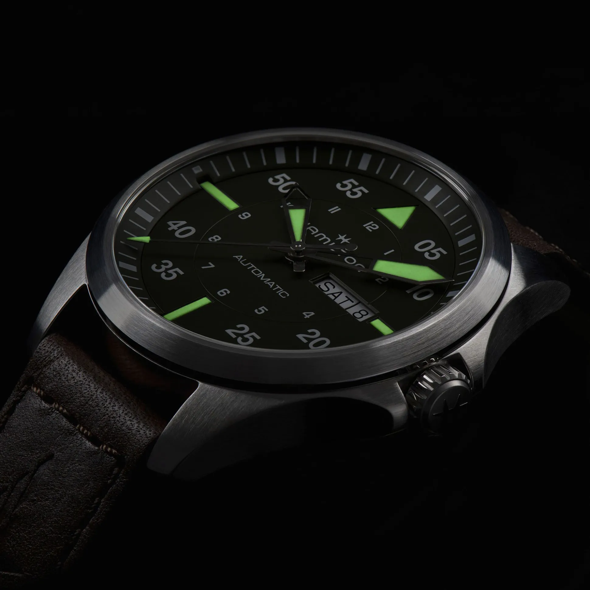 Khaki Aviation Pilot Day Date Auto